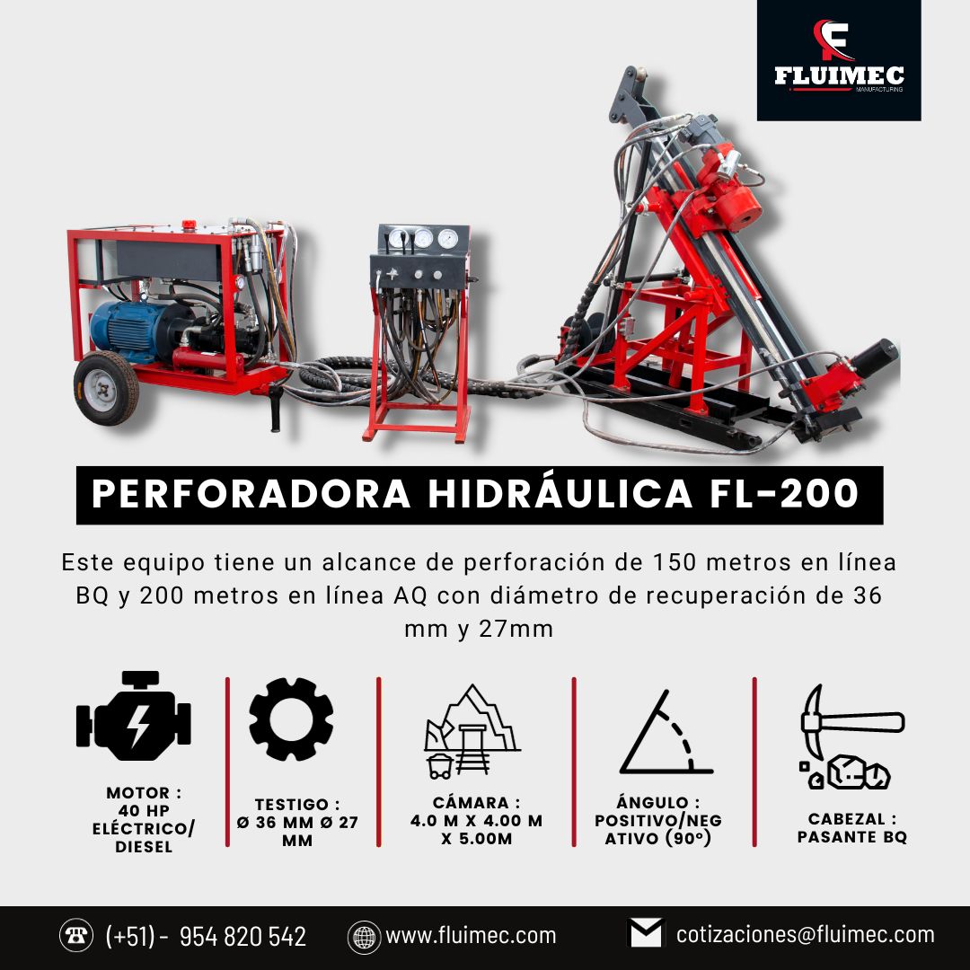 Diamantina FL-200 perforadora con sistema de WINCHE WIRE-LINE 